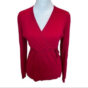 Ann Taylor Loft beautiful red sweater blouse with tie detail M